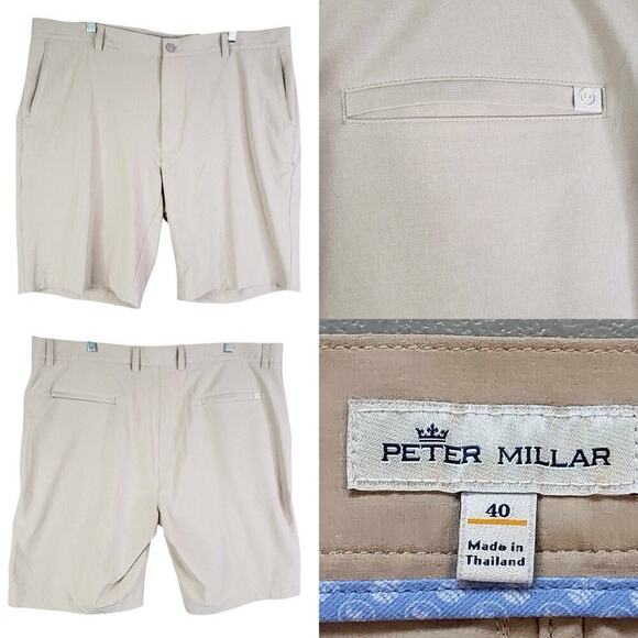 Peter Millar Other - Peter Millar Shorts Golf Chino Flat Front Men’s Size 40 Light Tan Khaki Pockets